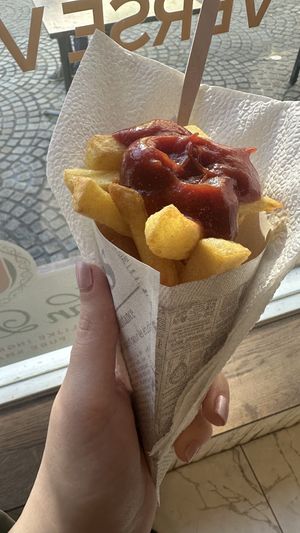 Small fries with ketchup  at Friteshuys in Amsterdam