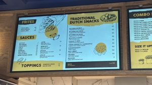 Menu  at Friteshuys in Amsterdam