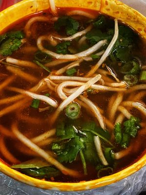 Spicy noodle soup 🍜   at Blossom Vegan Restaurant in Pleasanton