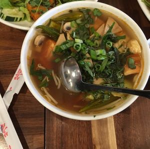 sweet and sour soup.  at Blossom Vegan Restaurant in Pleasanton