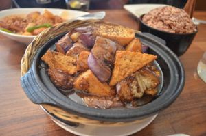 Tofu Sensation Claypot (menu item 45) DELICIOUS at Blossom Vegan Restaurant in Pleasanton