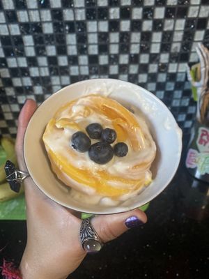 Vegan Mango Sticky Rice • Delicious w/Added Blueberries (Enjoyed the Next Day After Being Refrigerated) 😊🥭🫐  at Blossom Vegan Restaurant in Pleasanton