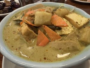 Curry vermicelli soup   at Blossom Vegan Restaurant in Pleasanton