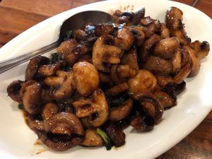 Mushrooms with Basil Sauce (next time I’d order with rice) at Blossom Vegan Restaurant in Pleasanton