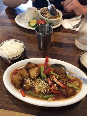 Sweet and sour tofu at Blossom Vegan Restaurant in Pleasanton