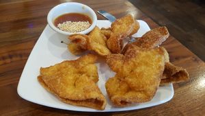 Wontons at Blossom Vegan Restaurant in Pleasanton
