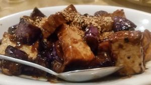 Eggplant Tofu at Blossom Vegan Restaurant in Pleasanton