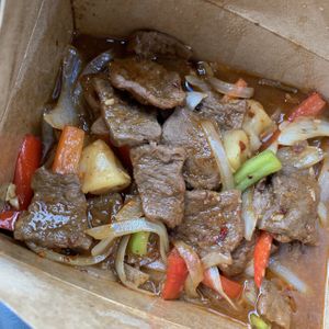 Spicy Szechuan "beef" at Blossom Vegan Restaurant in Pleasanton