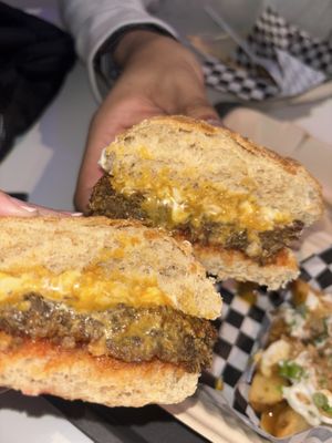 Inside double cheese  at Yum Junk - Santurce in San Juan