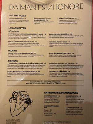 Menu   at Daimant Saint-Honoré in Paris