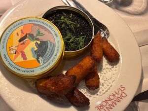 Seaweed caviar with tater tots at Daimant Saint-Honoré in Paris