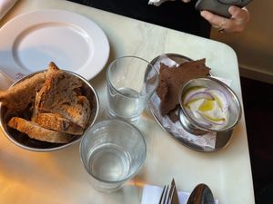 Tarama dip with buckwheat crackers  at Daimant Saint-Honoré in Paris