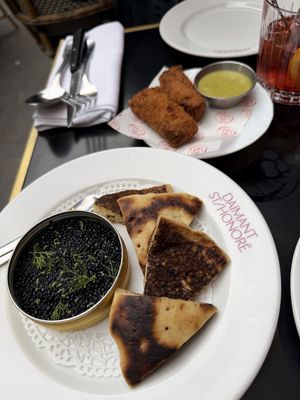 Caviar and fritters  at Daimant Saint-Honoré in Paris