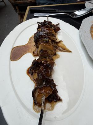 Mushroom brochette  at Daimant Saint-Honoré in Paris