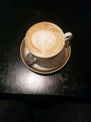 Almond milk cappuccino at tanteleuk in Dresden