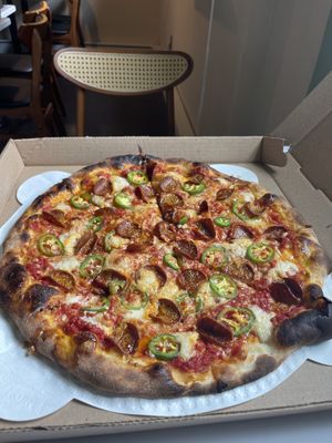 Hot Girl - pepperoni + jalapeño   at Trixie's Vegan Pizza in Beacon