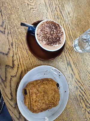 Vegan Pain au Chocolat with a coconut milk hot chocolate at Bohemian Bakery - Merivale   in Christchurch