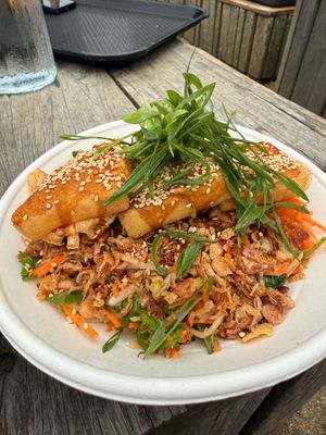 Green papaya salad with sticky tofu at 5 Little Pigs - Jervis Bay Brewing Co in Huskisson