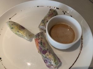 Spring rolls at Pure and Whole - Shanghai Centre in Shanghai