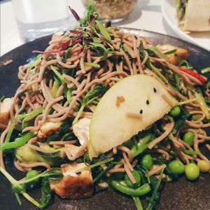 Cold soba noodles, with tofu, veg, and apple. at Pure and Whole - Shanghai Centre in Shanghai