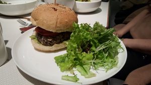 Black bean burger at Pure and Whole - Shanghai Centre in Shanghai