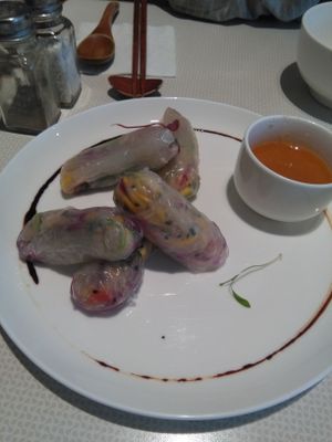 Spring rolls at Pure and Whole - Shanghai Centre in Shanghai