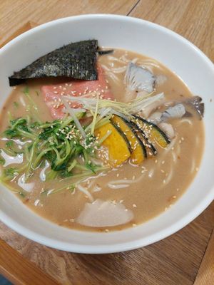 Kyushu-Style Pork Mushroom Ramen ($ 199) at Apekhā Vegetarian - Yizhong - 阿潘家幸福蔬食 中店 in Taichung
