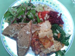 Vegan lasagne at The Hub at Healthy Spirit in Manchester