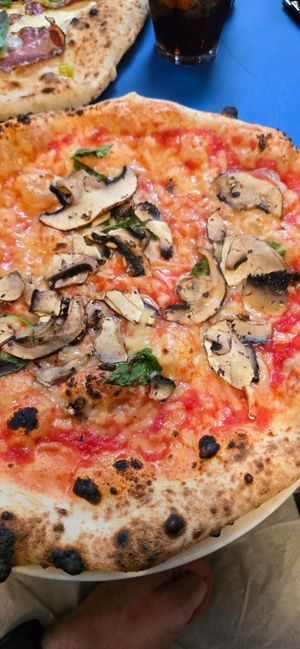 Vegan cheese pizza with mushrooms at Rudy's Pizza Napoletana - Nottingham in Nottingham