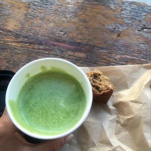 on Sweetened mocha  I w almond milk organic  at Sun in Bloom in New York City