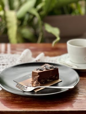 Chocolate raw vegan cake  at Fort Cade Ohrid in Ohrid