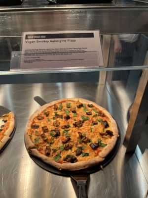 Vegan Smokey aubergine pizza  at Whole Foods Market in London