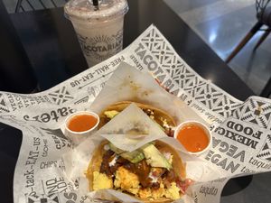 Breakfast tacos and horchata  at Tacotarian - Miracle Mile in Las Vegas