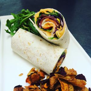 Rainbow salad and hummus wrap at O' Joy in Shrewsbury