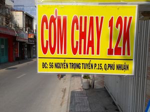 Sign outside at Cơm Chay 12k in Ho Chi Minh City