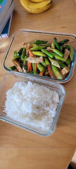 Spargel mit Tofu to go at Hongkong Imbiss in Saarbrucken