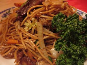 A10: fried noodles with soya and vegetables at Hongkong Imbiss in Saarbrucken