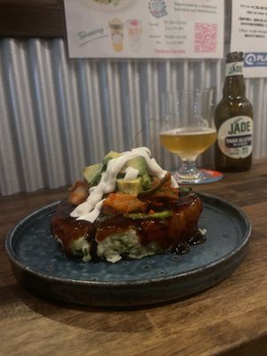 Okonomiyaki with avocadoo  at Gluten-Free & Vegan OKONOMIYAK Vim in Osaka