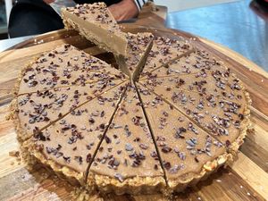 Our Coffee Cake has no coffee! Made with chicory and dandelion.... It tastes exactly like coffee ice cream! at Conscious Kitchen Atx in West Lake Hills