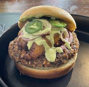 Plantain & Grain Burger  at Santana's in Delray Beach