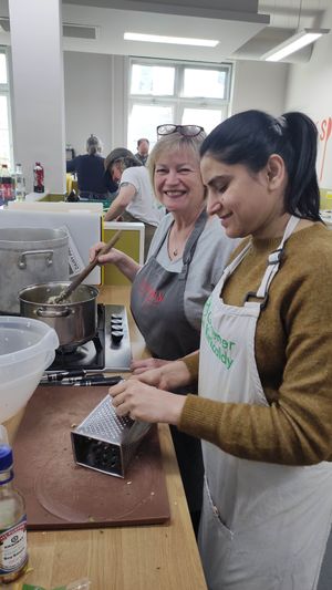 Volunteers cooking the meal in our Lang Spoon Community Kitchen  at Greener Kirkcaldy - Community Meal  in Kirkcaldy