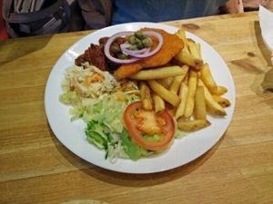 Schnitzel at Just Vege in Helsinki