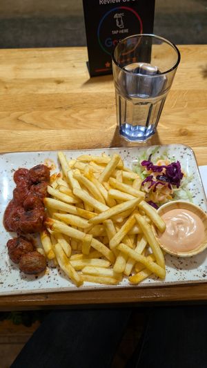 Meatballs at Just Vege in Helsinki