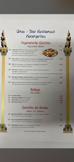 Small but sufficient vegan menu section   at Kaisergarten in Bad Schandau