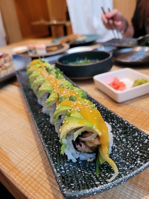 Avocado topped tofu with a lovely curry-peach sauce at Umi in Edinburgh