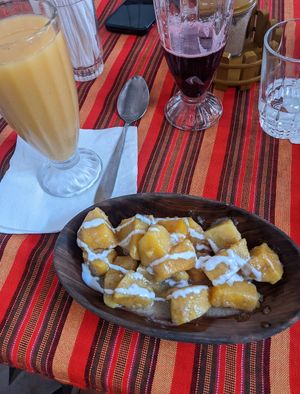 Viazi Tamu vya Nazi (sweet potatoes in coconut sauce) at Jahazi Coffee House in Mombasa