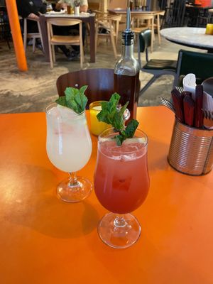 Homemade Lemonade (left) and Homemade Strawberry Lemonade (right) at Rudy's Pizza Napoletana - York in York