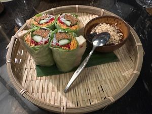 Rice paper rolls with hoisin and peanut sauce at Annamese in Barangaroo