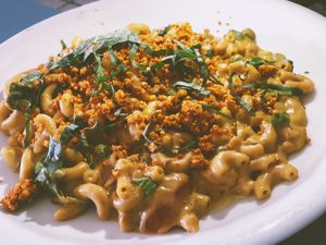 vegan cashew mac & cheese.  at Sneaky Pickle & Bar Brine in New Orleans