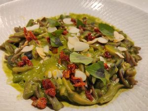 Mushroom stroganoff pasta at knead by moshe shek in Mumbai